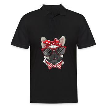 Süße französische Bulldogge mit Sonnenbrille - Männer Poloshirt - Schwarz - Vorne - Kai (181cm)