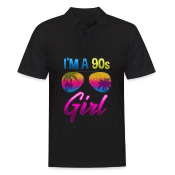 Retro 90er Jahre Hawaii Sonnenbrille für Mädchen - Männer Poloshirt - Schwarz - Vorne - Kai (181cm)