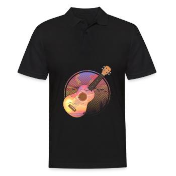 Ukulélé Vintage Sunset Musician Nature Hawaii - Polo Homme - noir - Devant - Kai (181cm)