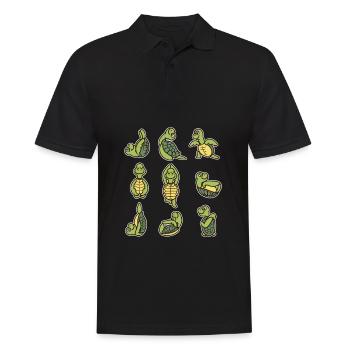 Doux yoga tortue zoo animal amateur - Polo Homme - noir - Devant - Kai (181cm)