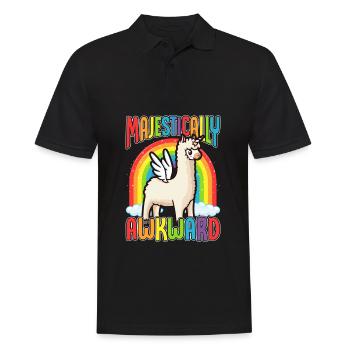 Arc en ciel majestueux lama licorne ange - Polo Homme - noir - Devant - Kai (181cm)