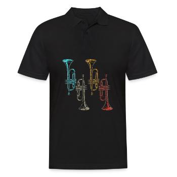 Retro musical instrument wind instrument trumpet - Men's Polo Shirt - black - Front - Kai (181cm)