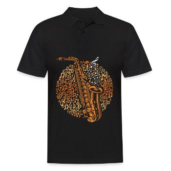 Saxophone Musician Saxophonist Jazz Music Art - Men's Polo Shirt - black - Front - Kai (181cm)