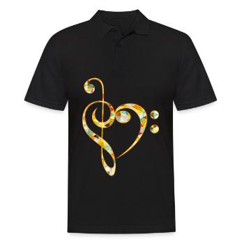 Basse clé musique coeur instrument de musique musicien - Polo Homme - noir - Devant - Kai (181cm)