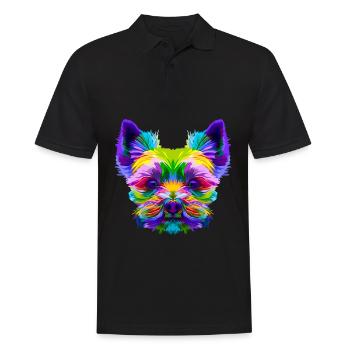 Propriétaire de chien Yorkshire Terrier géométrique - Polo Homme - noir - Devant - Kai (181cm)