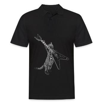 Coole Musik Katze spielt E-Gitarre Spieler - Männer Poloshirt - Schwarz - Vorne - Kai (181cm)