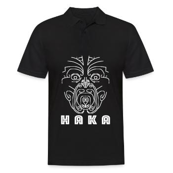 Maori Haka face tattoo - Men's Polo Shirt - black - Front - Kai (181cm)