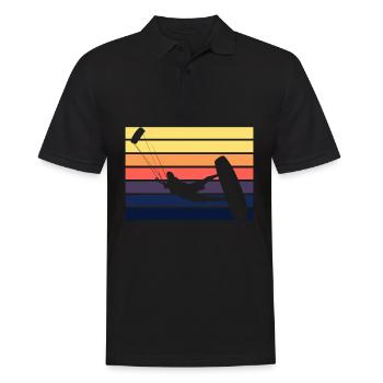 Kitesurf Kite rétro coucher de soleil - Polo Homme - noir - Devant - Kai (181cm)