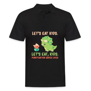 English grammar punctuation humor Trex Dino - Men's Polo Shirt - black - Front - Kai (181cm)
