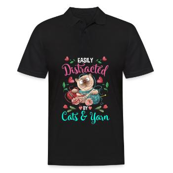 Katzen und Garn lustige Häkeln Frau - Männer Poloshirt - Schwarz - Vorne - Kai (181cm)