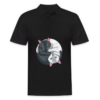 Doux Yin Yang chat chat spirituel chat animal de compagnie - Polo Homme - noir - Devant - Kai (181cm)