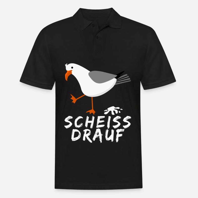 Möwe - lustiger Scheiss drauf Spruch - Männer Poloshirt - Schwarz