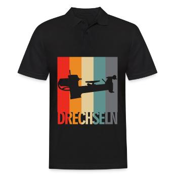 Drechsler und Drechseln - Drechselbank - Männer Poloshirt - Schwarz - Vorne - Kai (181cm)