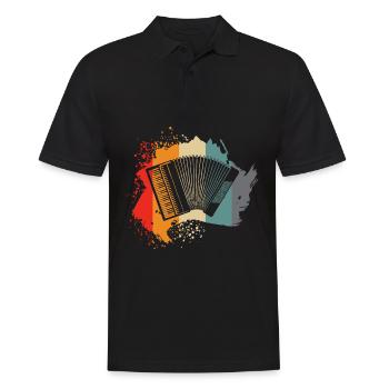 Accordéon - beau design rétro - Polo Homme - noir - Devant - Kai (181cm)