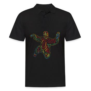 Qigong Kampfkunst Meditation Linien Robe - Männer Poloshirt - Schwarz - Vorne - Kai (181cm)