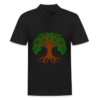 Lebensbaum Germanen Kelten und Yoga - Männer Poloshirt - Schwarz - Vorne - Kai (181cm)