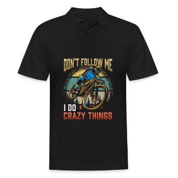 Crazy Mountain Bike Rider Bike Biker - Men's Polo Shirt - black - Front - Kai (181cm)