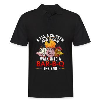 Humour barbecue drôle blague porc poulet vache barbecue - Polo Homme - noir - Devant - Kai (181cm)