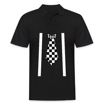 Ska Music Schachbrett Krawatte Outfit - Männer Poloshirt - Schwarz - Vorne - Kai (181cm)