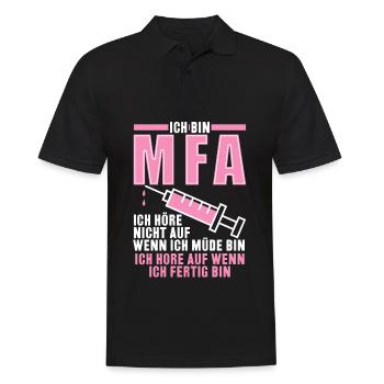 MFA - Medizinische Fachangestellte - Männer Poloshirt - Schwarz - Vorne - Kai (181cm)