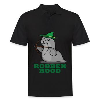 Robbe - lustiger Robben Hood Spruch Witz - Männer Poloshirt - Schwarz - Vorne - Kai (181cm)