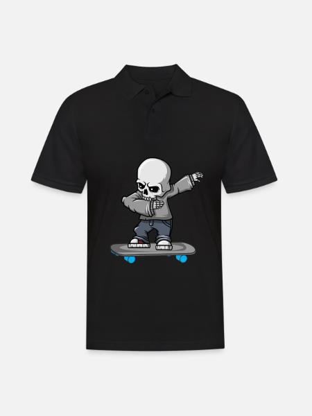 Dabbing skelet skateboard Halloween skater - Herre poloshirt - sort