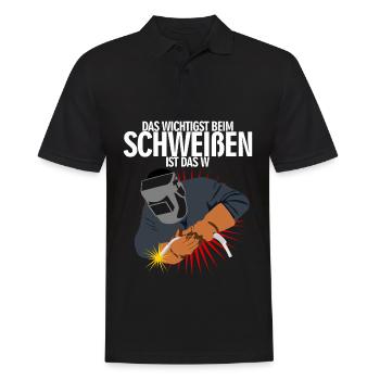 Schweißer Schweißen und Scheißen Spruch - Männer Poloshirt - Schwarz - Vorne - Kai (181cm)