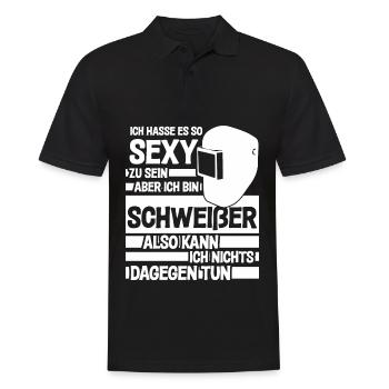 Sexy Schweißer - lustiger Spruch - Männer Poloshirt - Schwarz - Vorne - Kai (181cm)