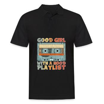 Hip Hop Girl Old School Kassette Mixtape Rap - Männer Poloshirt - Schwarz - Vorne - Kai (181cm)