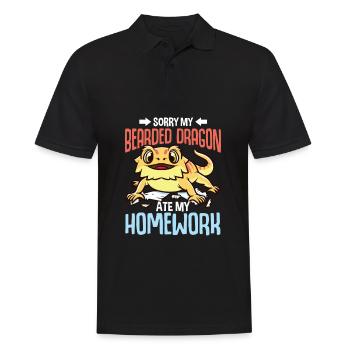Lustige Hausaufgaben Ausrede Kinder Bartagame - Männer Poloshirt - Schwarz - Vorne - Kai (181cm)