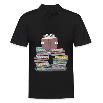 Livre lit des livres - ver de bibliothèque drôle - Polo Homme - noir - Devant - Kai (181cm)
