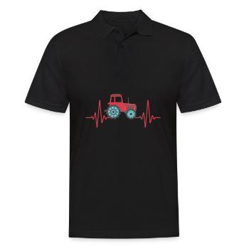 Tracteur battement de coeur agriculture ferme - Polo Homme - noir - Devant - Kai (181cm)