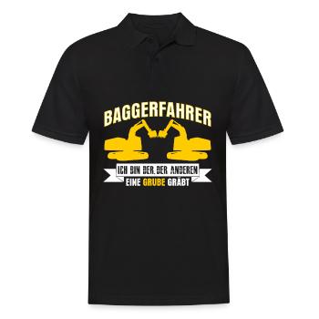 Excavator driver funny saying with pit - Men's Polo Shirt - black - Front - Kai (181cm)