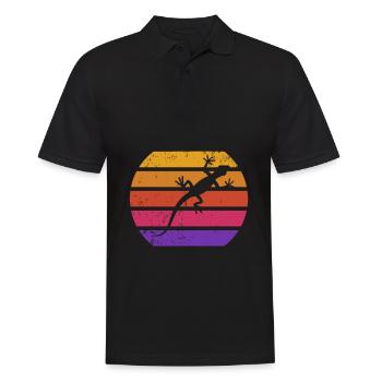 Retro lizard sunset reptiles gecko - Men's Polo Shirt - black - Front - Kai (181cm)
