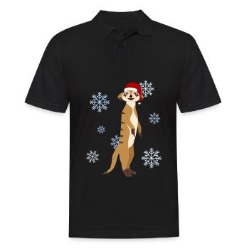 Erdmännchen Weihnachten Weihnachtsmütze - Männer Poloshirt - Schwarz - Vorne - Kai (181cm)
