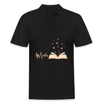 Book reader heartbeat bookworm librarian - Men's Polo Shirt - black - Front - Kai (181cm)
