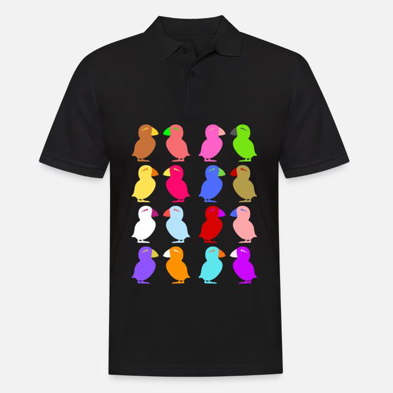 Puffin Perroquets graphiques mignons - Polo Homme - noir