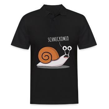Schnecke - lustiger Spruch Schneckomio - Männer Poloshirt - Schwarz - Vorne - Kai (181cm)