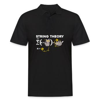 Funny string theory humor physics cat - Men's Polo Shirt - black - Front - Kai (181cm)