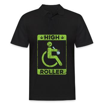Lustiges Handicap Rollstuhl Weed Rollstuhlfahrer - Männer Poloshirt - Schwarz - Vorne - Kai (181cm)