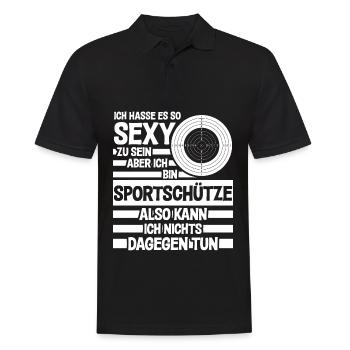 Schützenverein sexy Sportschützen Spruch - Männer Poloshirt - Schwarz - Vorne - Kai (181cm)