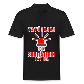 Sanitäterin im Rettungsdienst Spruch - Männer Poloshirt - Schwarz - Vorne - Kai (181cm)