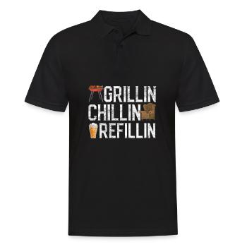 Lustiger BBQ Leben Biertrinker Ehemann Grillen - Männer Poloshirt - Schwarz - Vorne - Kai (181cm)