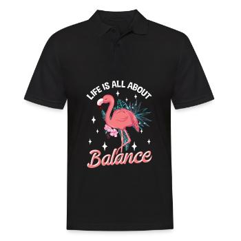 Funny flamingo lover balance yoga pilates - Men's Polo Shirt - black - Front - Kai (181cm)