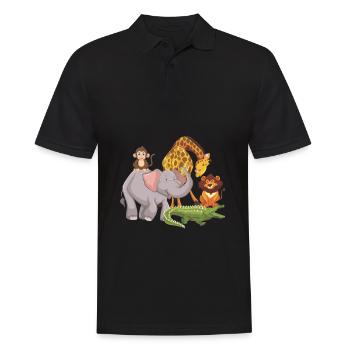 Cute safari African zoo animal lover - Men's Polo Shirt - black - Front - Kai (181cm)