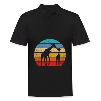 Niedliche Giraffe Mutter Kind Vintage Giraffen - Männer Poloshirt - Schwarz - Vorne - Kai (181cm)