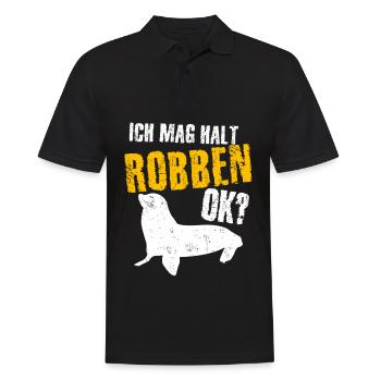 Robbe - lustiger ich mag Robben Spruch - Männer Poloshirt - Schwarz - Vorne - Kai (181cm)