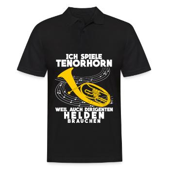 Tenorhorn Helden - lustiger Spruch - Männer Poloshirt - Schwarz - Vorne - Kai (181cm)