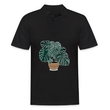 Monstera Pflanze Schöne Zimmerpflanze - Männer Poloshirt - Schwarz - Vorne - Kai (181cm)