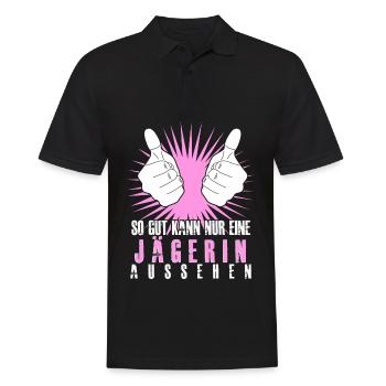 Jägerin - lustiger Jagen Spruch - Männer Poloshirt - Schwarz - Vorne - Kai (181cm)